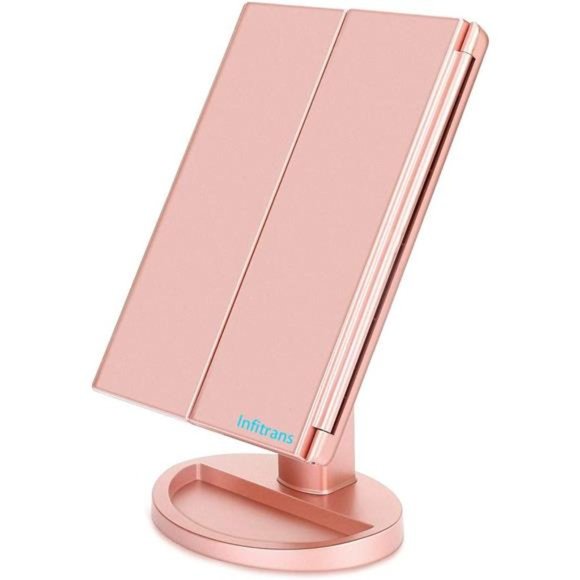 3 Folds Lighted Vanity Makeup Mirror,1X/2X/3X Magnification,21 LED Bright Mirror - Picture 5 of 6
